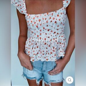 Flirty Tie Back Floral Tank Top Blouse - Size Small